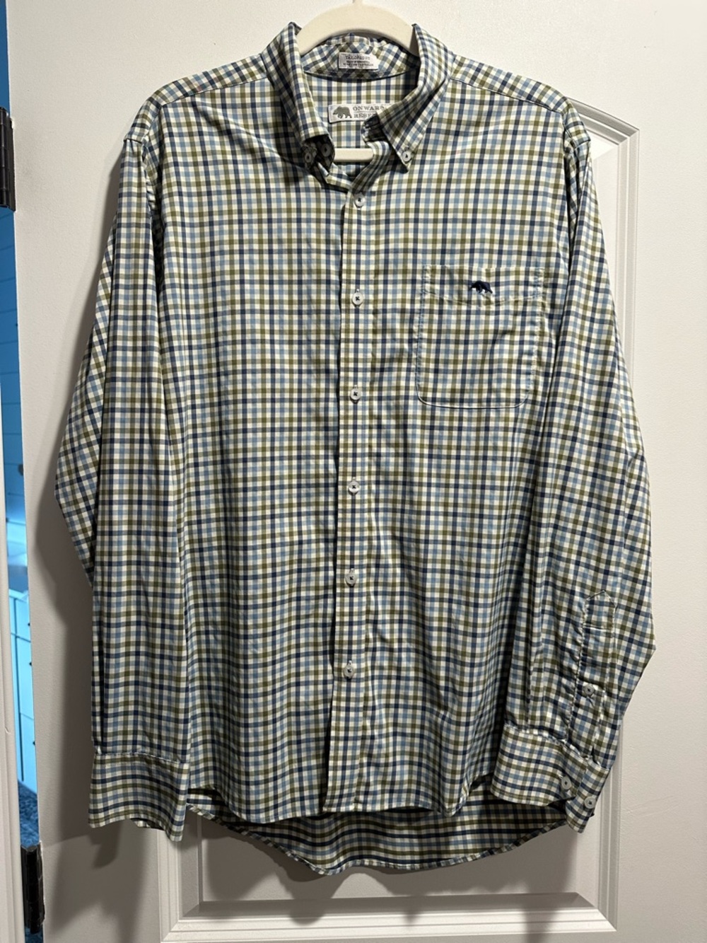 Arrow Men’s Long-Sleeve Button-Down Plaid Shirt - Blue & Green